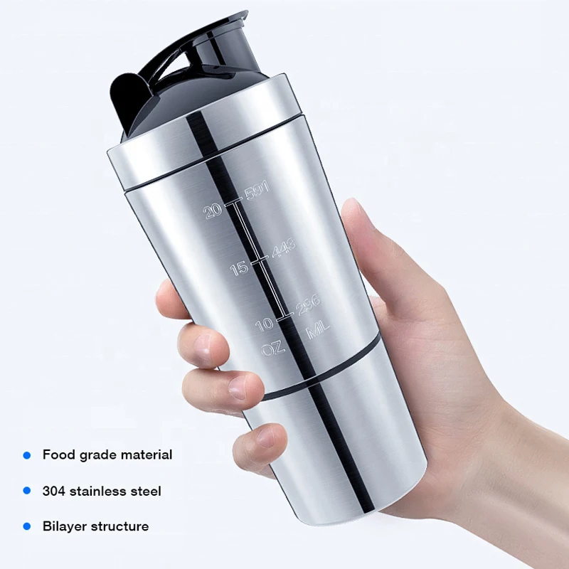 Nutrition Sports Fitness - Taza agitadora de proteínas de acero