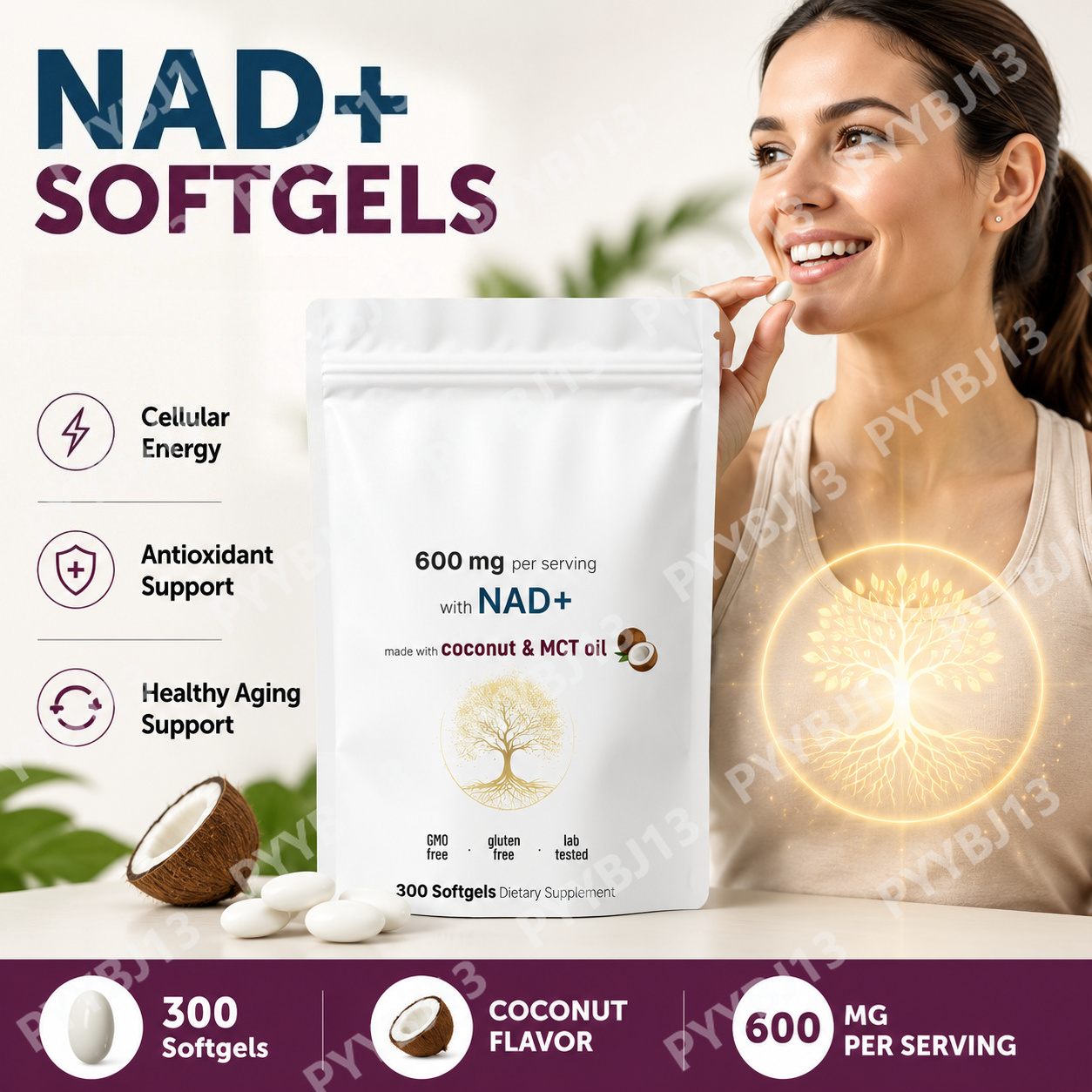 Mct Oil Coconut - Cápsulas de Bienestar Diario, 300 Unidades,