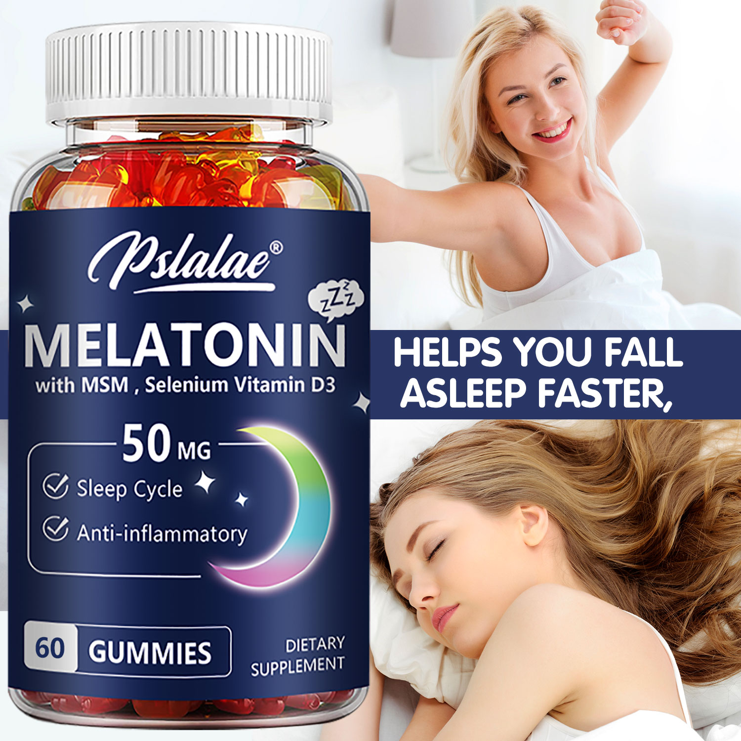 Melatonin Sleep Gummy - Caramelos de melatonina de 50 mg: