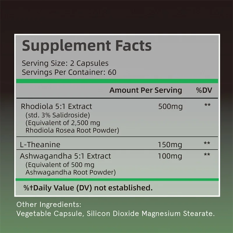 Suplemento de Rhodiola Rosea M - Ashwagandha Extract Root reseña y precio