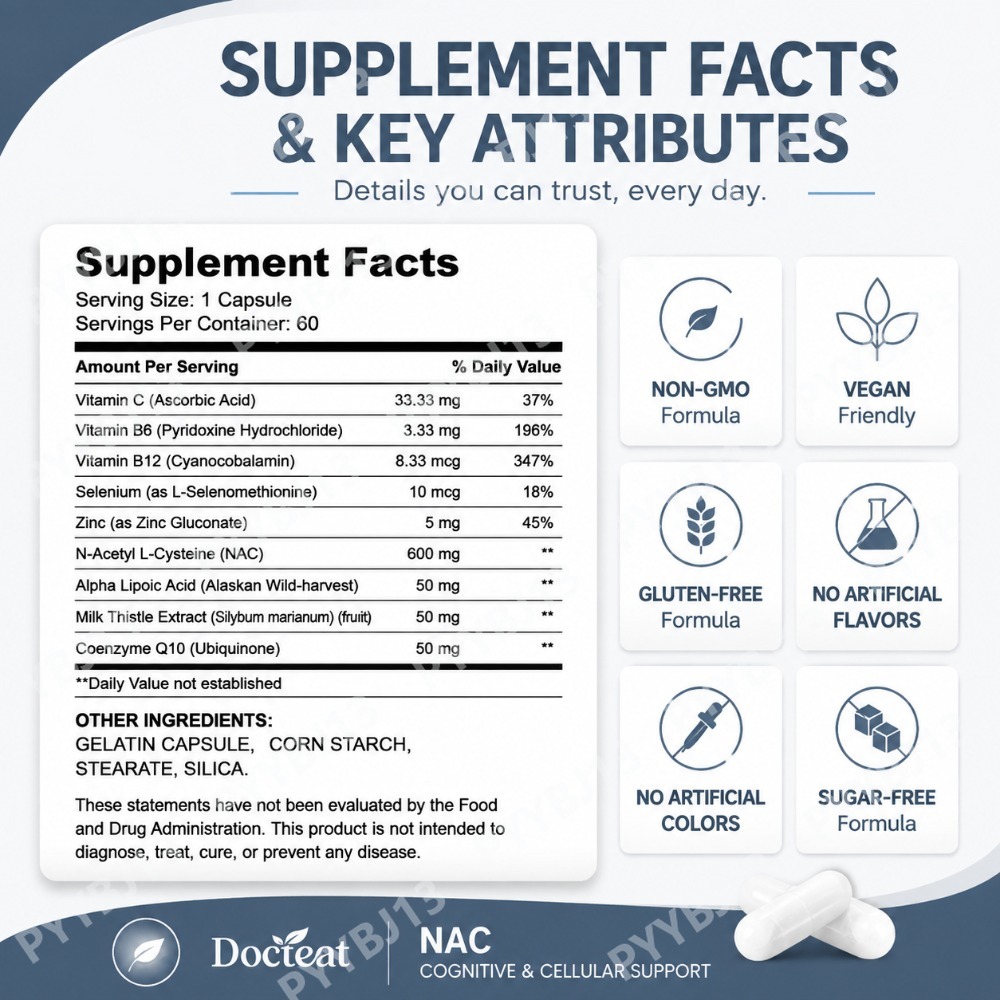 Cápsulas de Suplemento NAC de  - Nac N Acetyl Cysteine reseña y precio