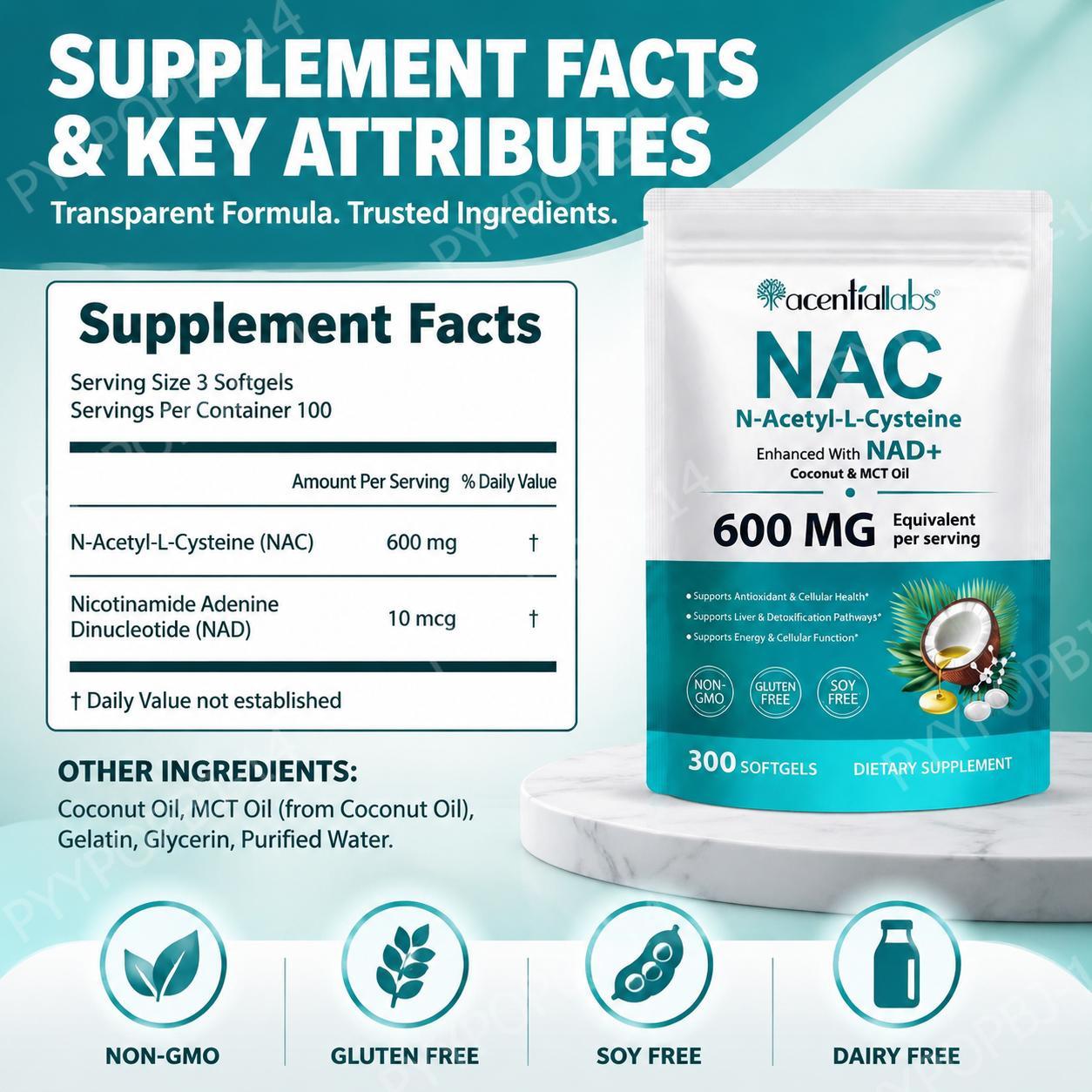 AcentiaLabs NAC Softgels con N - Mct Oil Coconut reseña y precio